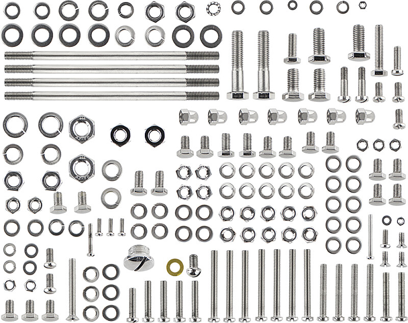 Schraubenset ganzes Motorrad Jawetta - polierter Edelstahl
