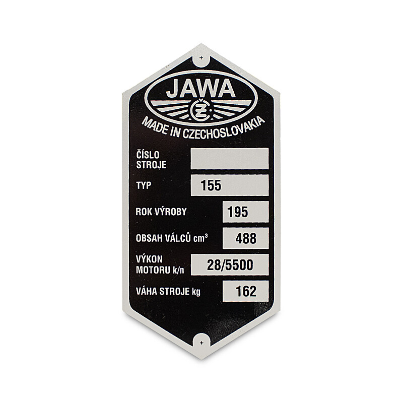 Typenschild für Rahmen Jawa 500 OHC (59)