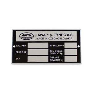 Typenschild für Rahmen Jawa 350 Typ 634 - auf Deutsch (43)