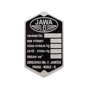 Typenschild für Rahmen Vorkriegs-Jawa Special, 350 OHV/SV (51)