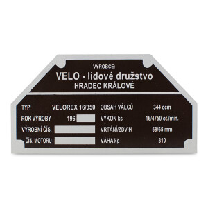 Typenschild für Rahmen Velorex 350 1960-1969 (76)