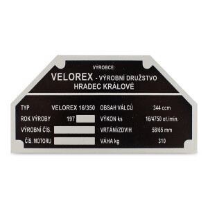 Typenschild für Rahmen Velorex 350 1970-1979 (77)